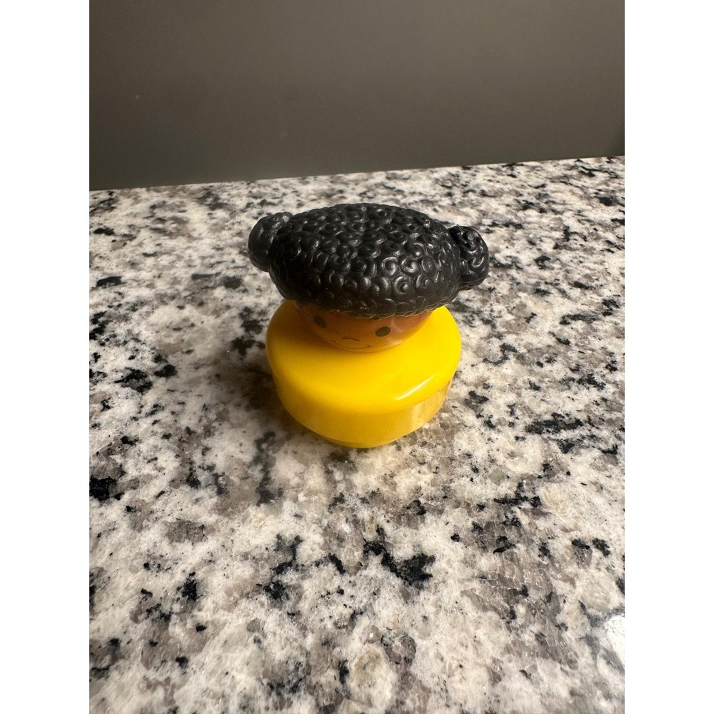 Fisher Price Little People Figure Girl Black Curly Hair Yellow Base Toy